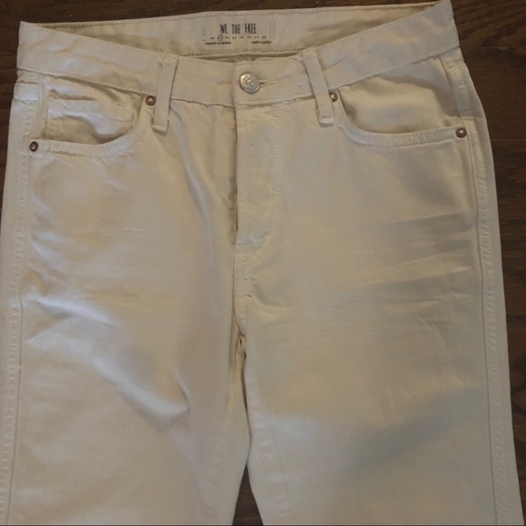 Women’s Free People Cream Raw Hem Cropped Jeans - Picture 3 of 8